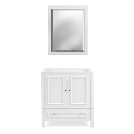 Alaterre Furniture Williamsburg 2pc Wooden Bathroom Vanity Set - 30-in. L Vanity, 30-in. L Rectangular Mirror, White AVAN3000WHB